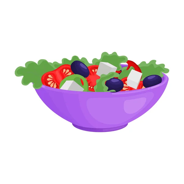 Ícone vetorial de salada vegetal.Ícone vetorial de desenhos animados isolado na salada vegetal de fundo branco . — Vetor de Stock