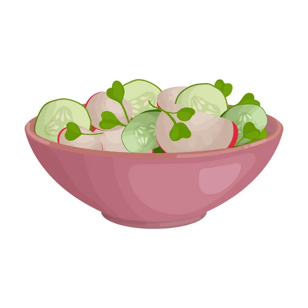 Ícone vetorial de salada vegetal.Ícone vetorial de desenhos animados isolado na salada vegetal de fundo branco . — Vetor de Stock