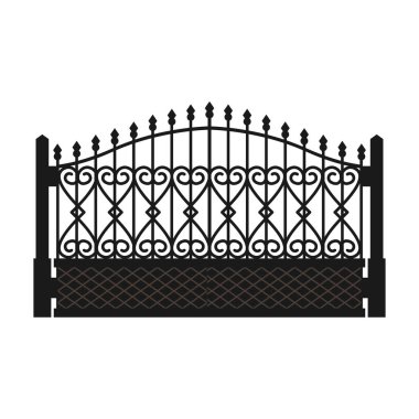 Çit kapısı vektör simgesi. Çizgi film vektör simgesi beyaz arka plan çit kapısında izole edildi.