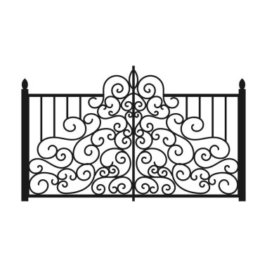 Çit kapısı vektör simgesi. Çizgi film vektör simgesi beyaz arka plan çit kapısında izole edildi.