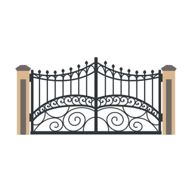 Çit kapısı vektör simgesi. Çizgi film vektör simgesi beyaz arka plan çit kapısında izole edildi.