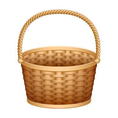 Basket vektör simgesi. Beyaz arkaplan sepetinde izole edilmiş gerçekçi vektör simgesi.