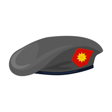 Askeri bere vektör simgesi. Karikatür vektör simgesi beyaz arka plan askeri beresi üzerinde izole edildi..