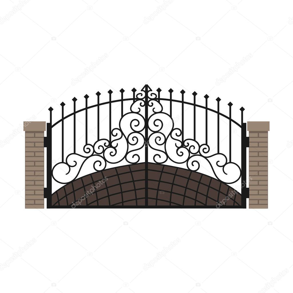 Fence gate vector icon.Cartoon vector icon isolated on white background fence gate.