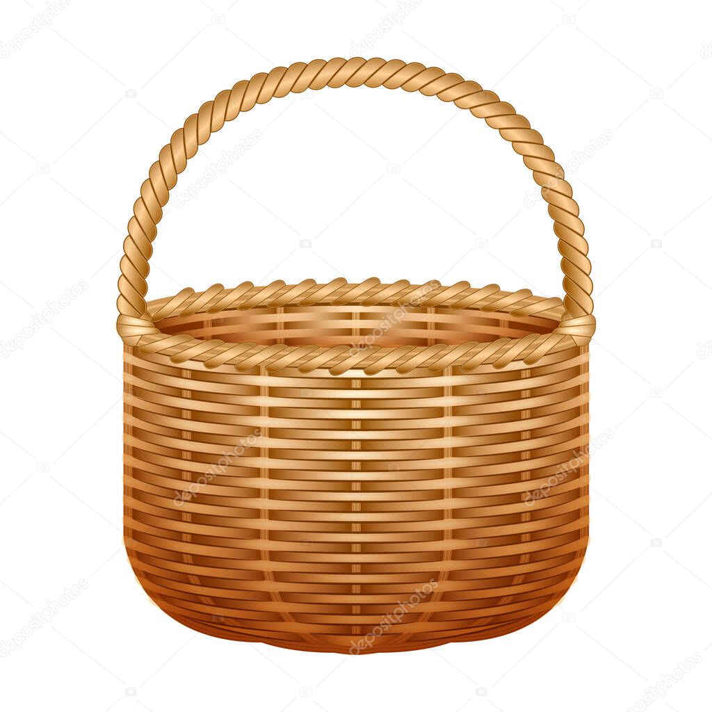 Basket vector icon. Realistic vector icon isolated on white background basket.