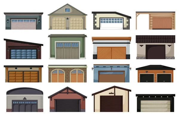 Garage isoliert Cartoon Set Ikone. Vector Cartoon Set Ikone Autohaus. Vektor Illustration Garage auf weißem Hintergrund. — Stockvektor