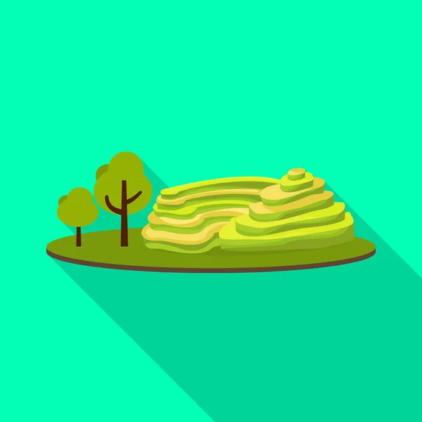 Illustration vectorielle du riz et symbole du champ. Jeu d'illustration vectorielle de bouillon de riz et terrasse . — Image vectorielle