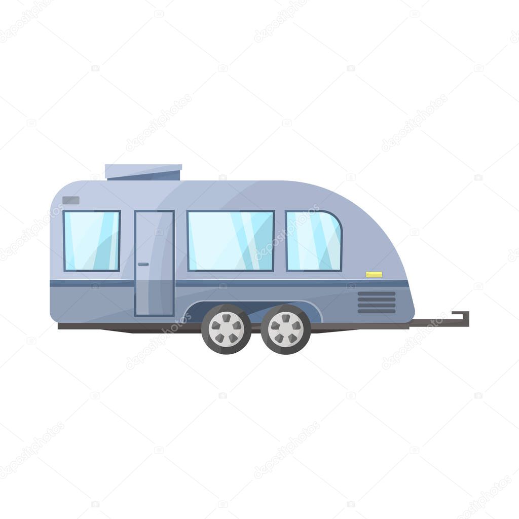 Vector illustration of trailer and camper sign. Web element of trailer and vintage vector icon for stock.