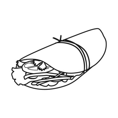 Shawarma ve yiyecek ikonunun vektör tasarımı. Shawarma ve ham stok vektör illüstrasyonunun grafiği.