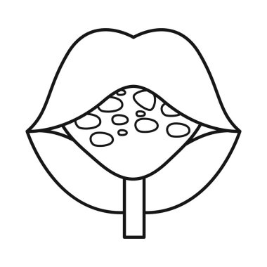 Lolipop ve yuvarlak tabelanın vektör tasarımı. Lolipopun web ögesi ve dudak vektör illüstrasyonu.