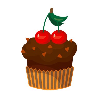Cupcake vektör simgesi. Karikatür vektör simgesi beyaz arkaplan kekinde izole edildi.