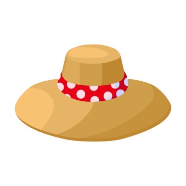 Yaz şapkası vektör simgesi. Çizgi film vektör simgesi beyaz arka plan yaz şapkasında izole edildi.