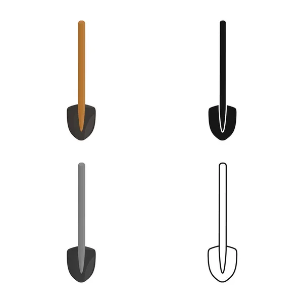 Изолированный объект лопаты и значок рукоятки. Веб-элемент лопаты и символ инструментального запаса для паутины . — стоковый вектор
