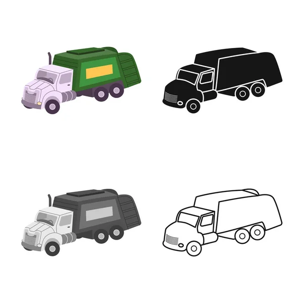 Objeto isolado de caminhão e símbolo de lixo. Gráfico de caminhão e ícone de vetor limpo para estoque . —  Vetores de Stock