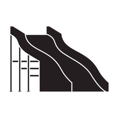 Su kaydırağı vektör simgesi. Siyah vektör simgesi beyaz arkaplan su kaydırağında izole edildi .