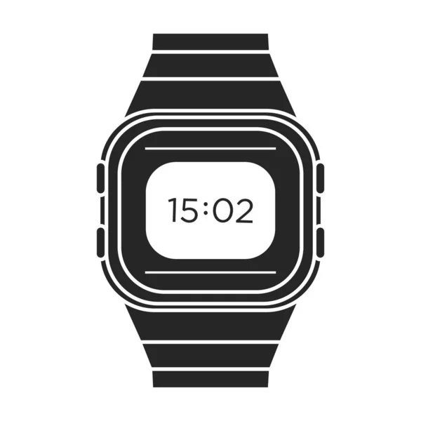 Montre bracelet vecteur icon.Black icône vectorielle isolé sur fond blanc montre poignet . — Image vectorielle