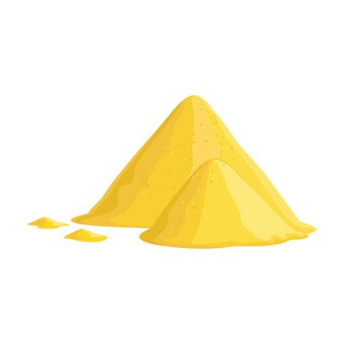 Kum vektörü simgesi yığını. Çizgi film vektör simgesi beyaz arka plan kum yığınında izole edildi.