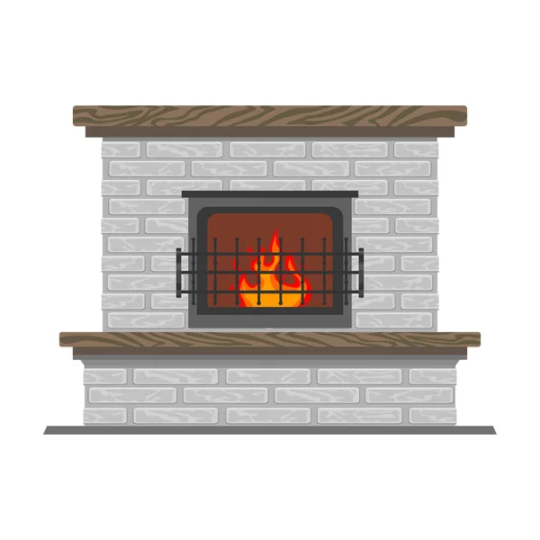 Fireplace vector icon.Cartoon vector icon 은 흰색 배경 벽난로에 분리되어 있다.. — 스톡 벡터