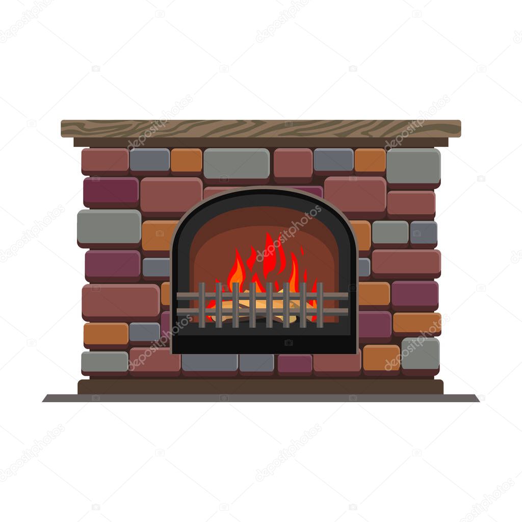 Fireplace vector icon.Cartoon vector icon isolated on white background fireplace.