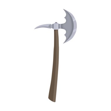 Ortaçağ balta vektör simgesi. Karikatür vektör simgesi beyaz arka plan ortaçağ baltasında izole edilmiş..