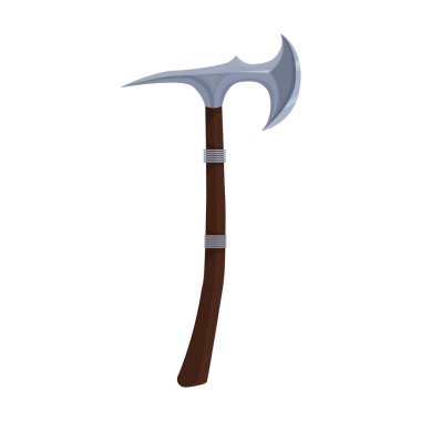 Ortaçağ balta vektör simgesi. Karikatür vektör simgesi beyaz arka plan ortaçağ baltasında izole edilmiş..