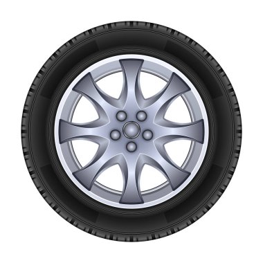 Tekerlek vektör simgesi. Beyaz arka planda izole edilmiş gerçekçi vektör simgesi.