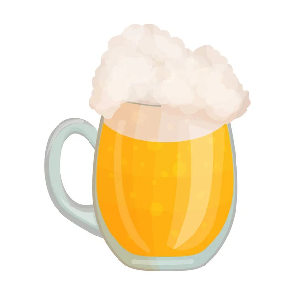 Ícone vetorial de vidro de cerveja.Ícone vetorial dos desenhos animados isolado no vidro de cerveja de fundo branco . — Vetor de Stock