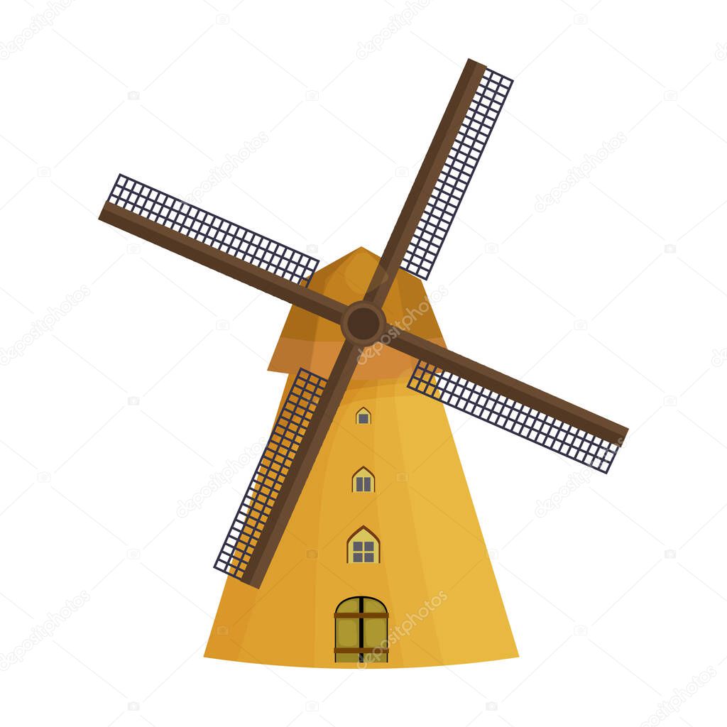 Windmill vector icon.Cartoon vector icon isolated on white background windmill.