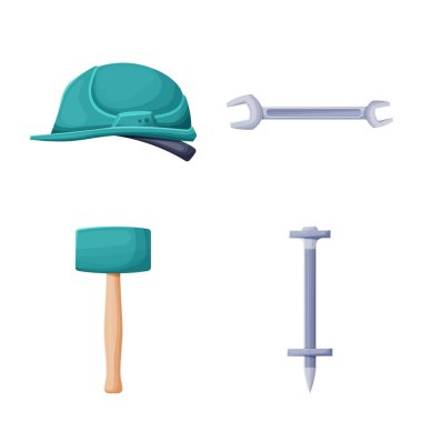 Yapı ve araç simgesinin izole edilmiş nesnesi. Web için inşaat ve hizmet sembolü seti.