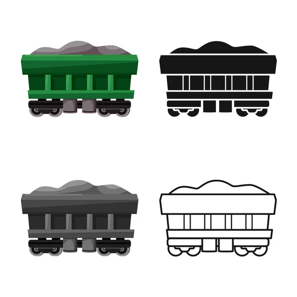 Diseño vectorial de vagón y símbolo de carga. Elemento Web de la ilustración de vectores de vagones y carbón . — Vector de stock