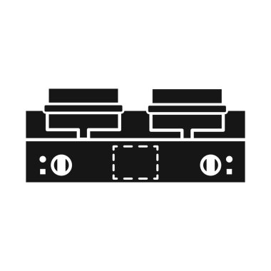 Izgara ve makine sembolünün izole edilmiş nesnesi. Stok için ızgara ve mutfak eşyası vektör simgesi web ögesi.