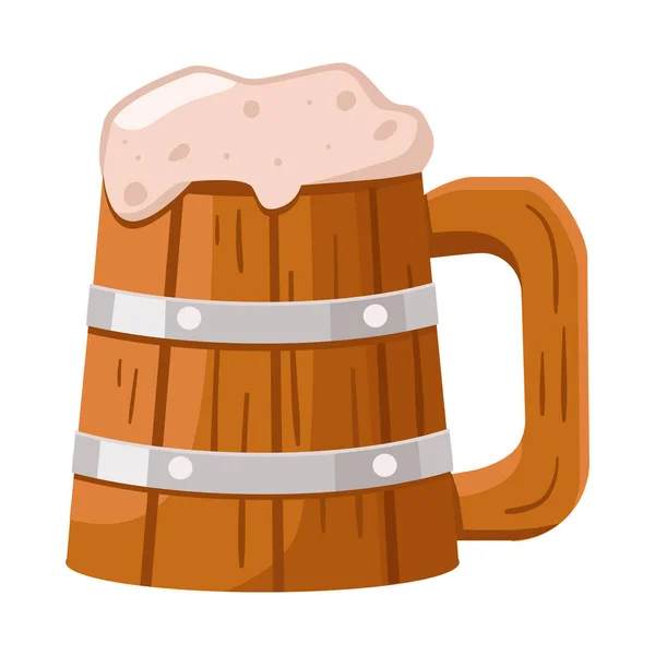 Diseño vectorial del icono de la cerveza y la taza. Elemento web de cerveza y madera símbolo de stock para web . — Archivo Imágenes Vectoriales