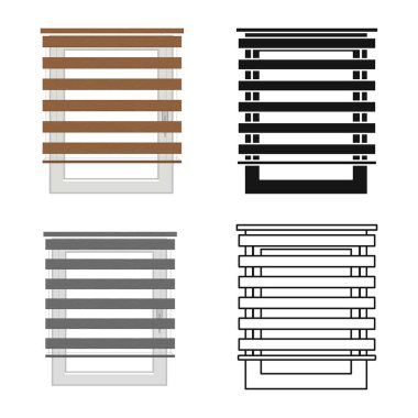 Jalousie and roll logosunun vektör tasarımı. Stok için jaluzi ve ahşap vektör simgesinin web ögesi.