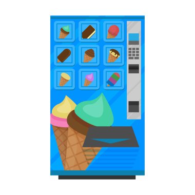 Yiyecek otomatı vektör simgesi. Karikatür vektör simgesi beyaz arka plan yiyecek otomatında izole edildi.