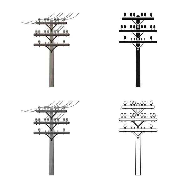 Isolerat föremål av pelare och trä tecken. Grafisk bild av pelare och elektrisk stock symbol för webben. — Stock vektor