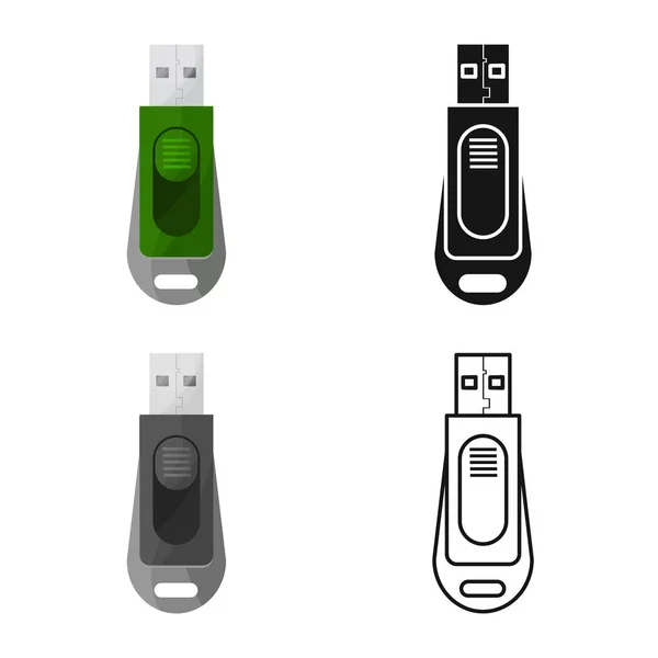 Izolovaný objekt USB a paměťový symbol. Webový prvek symbolu usb a ram stock pro web. — Stockový vektor