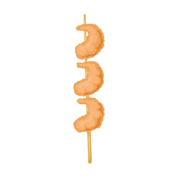 Shrimp Spieß Vektor icon.Cartoon Vektor Symbol isoliert auf weißem Hintergrund Garnelen Spieß. — Stockvektor