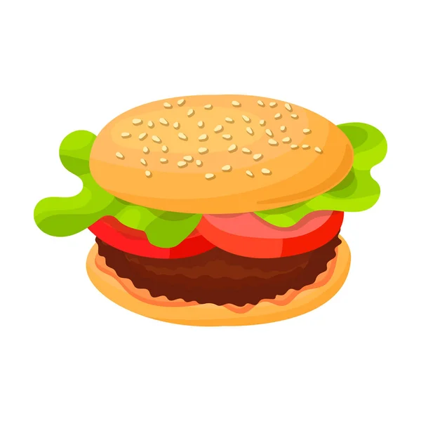 Icône vectorielle Burger Icône vectorielle de bande dessinée isolée sur fond blanc burger . — Image vectorielle