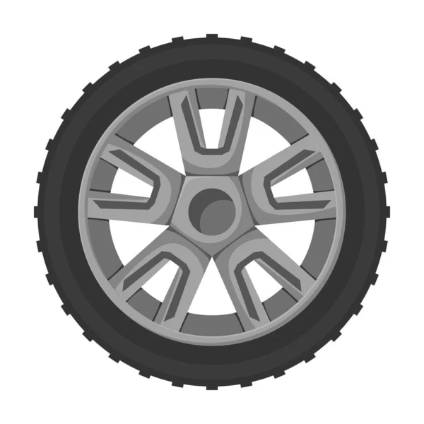 Icono del vector del coche de la rueda. Icono del vector de la historieta aislado en coche blanco de la rueda . — Archivo Imágenes Vectoriales