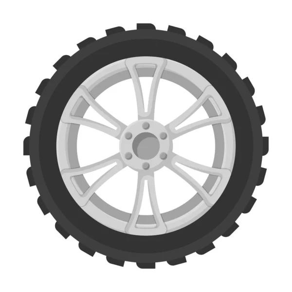 Icono del vector del coche de la rueda. Icono del vector de la historieta aislado en coche blanco de la rueda . — Vector de stock