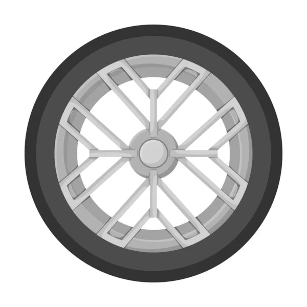 Icono del vector del coche de la rueda. Icono del vector de la historieta aislado en coche blanco de la rueda . — Vector de stock