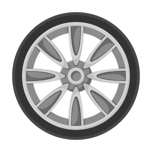 Icono del vector del coche de la rueda. Icono del vector de la historieta aislado en coche blanco de la rueda . — Vector de stock