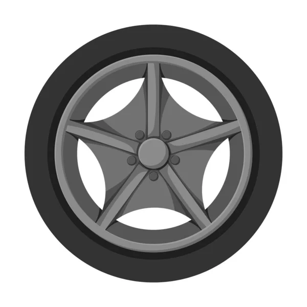 Icono del vector del coche de la rueda. Icono del vector de la historieta aislado en coche blanco de la rueda . — Vector de stock