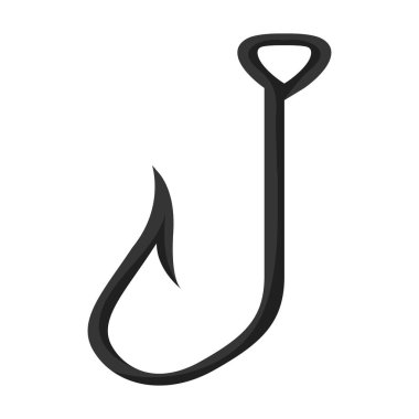 Balık kancası vektör simgesi. Çizgi film vektör simgesi beyaz arkaplan balık kancasına izole edildi.