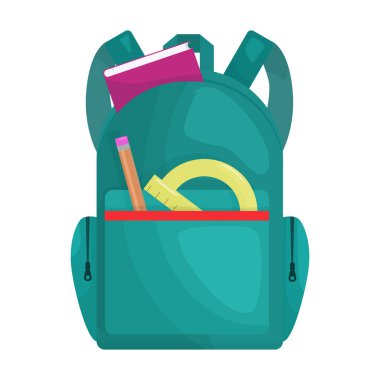 Okul çantası vektör simgesi. Çizgi film vektör simgesi beyaz arkaplan okul çantasına izole edildi.