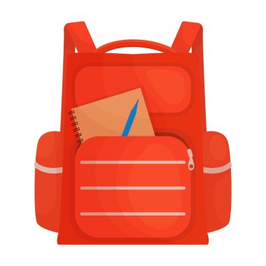 Okul çantası vektör simgesi. Çizgi film vektör simgesi beyaz arkaplan okul çantasına izole edildi.