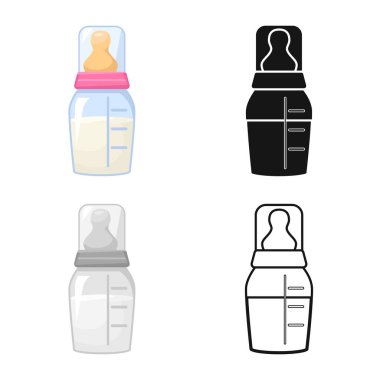 Göğüs ucu ve şişe ikonunun vektör çizimi. Stok için meme ucu ve süt vektör simgesi web ögesi.