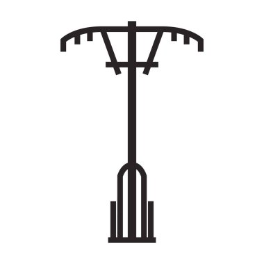 Elektrik direkleri vektör simgesi. Siyah vektör simgesi beyaz arka plan elektrik direklerinde izole edildi.