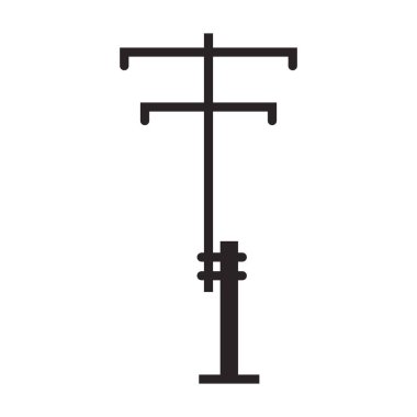 Elektrik direkleri vektör simgesi. Siyah vektör simgesi beyaz arka plan elektrik direklerinde izole edildi.