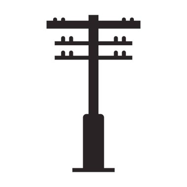 Elektrik direkleri vektör simgesi. Siyah vektör simgesi beyaz arka plan elektrik direklerinde izole edildi.